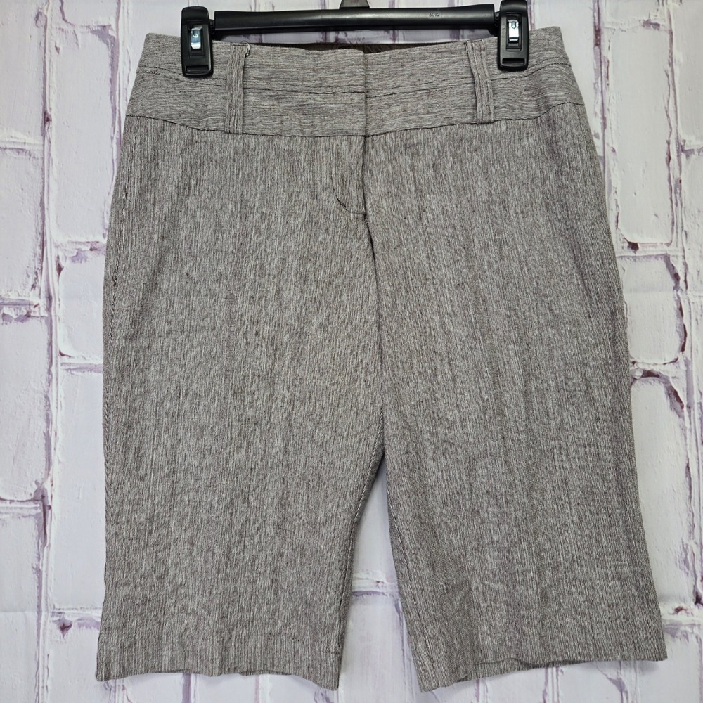 Maurices Womens Brown Linen‎ Blend Bermuda Shorts Size 1/2 Stretch Casual Dressy